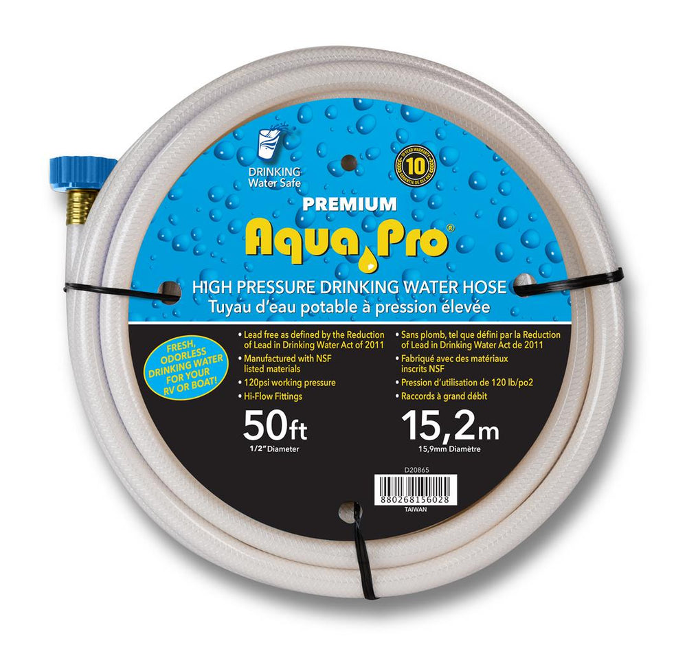 Aqua Pro Lead-Free Fresh Water Hose, 120 PSI, 50' x 1/2" ID • W20865