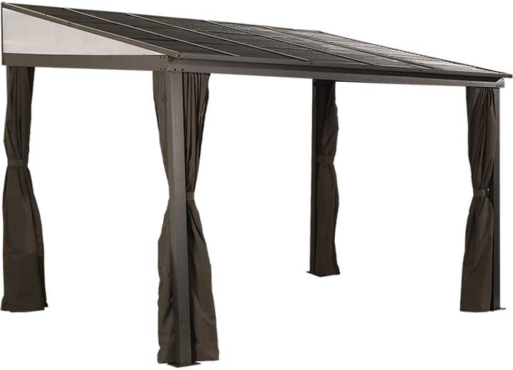 Sojag Portland Wall-Mounted Hardtop Gazebo, 10 ft. x 12 ft. Dark Brown • 500-9165470