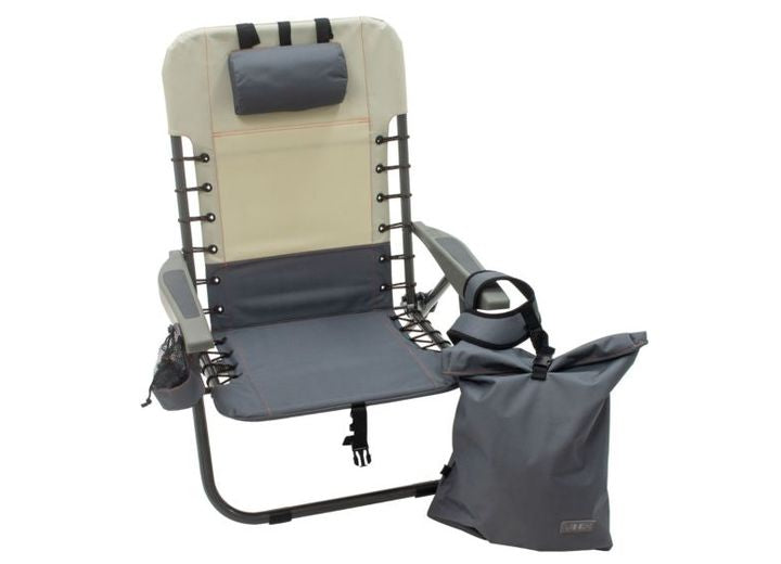 Rio Lace-Up Camping Chair with Removeable Backpack with Powder coated Steel Frame Slate/Putty • GR529R-434-1