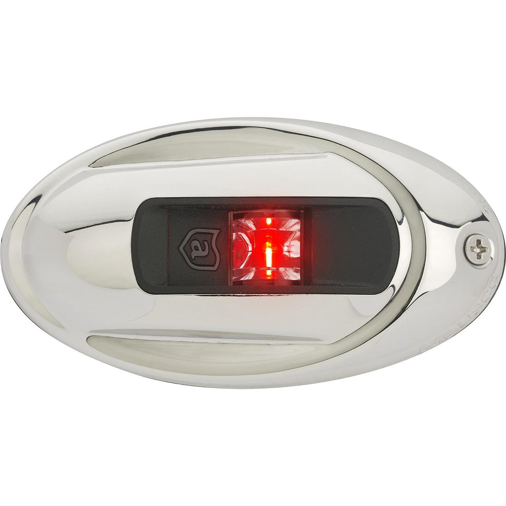 Attwood LightArmor Stainless Steel Eliptical Deck Mount Port Side Red LED Light • NV4012SSR-7