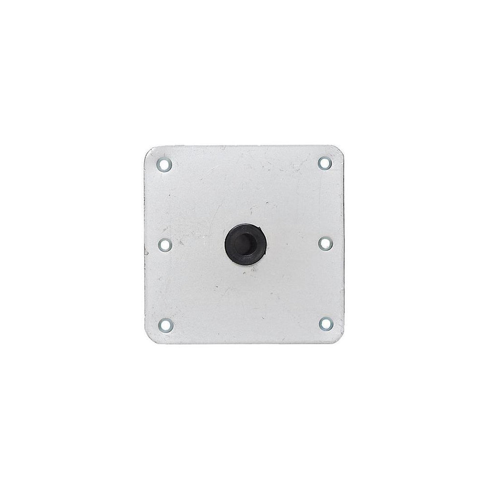 Attwood Lock'N-Pin 7" x 7" Zinc Plated Steel Threaded Square Base with Nylon Bushing for 3/4" D Post • 67729-T