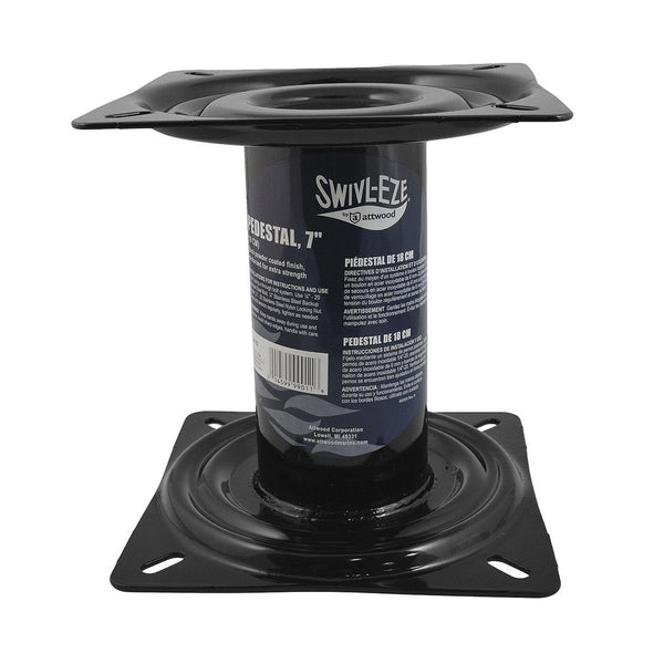 Attwood 7" Black Powder Coated Fixed Post with Seat Mount & Square Base • 90720
