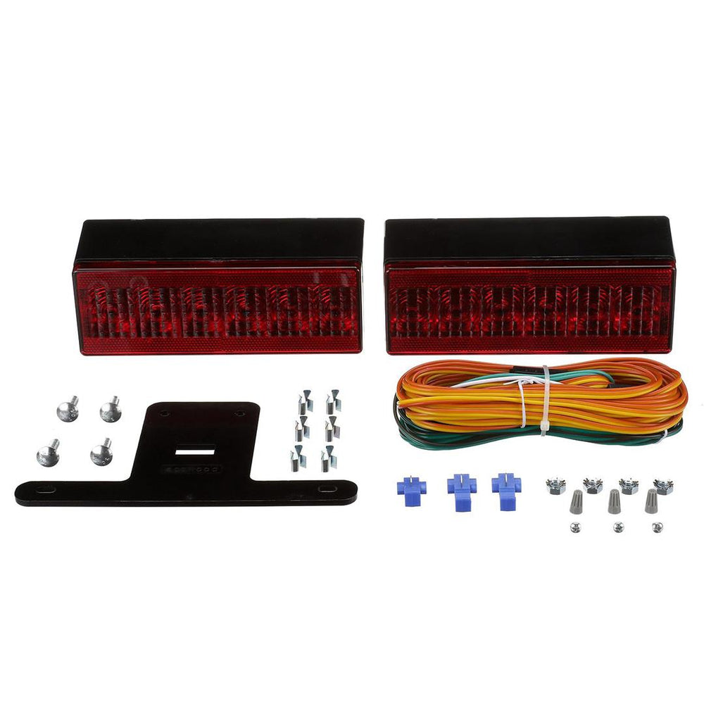 Attwood LED Low-Profile Submersible Trailer Light Kit w/ License Plate Bracket and Wiring Harness • 14064-7