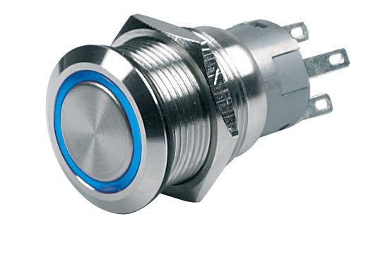 BEP 12V On/Off Push-Button Switch with Blue LED Ring • 80-511-0004-00