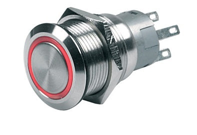 BEP 12V On/Off Push-Button Switch with Red LED Ring • 80-511-0001-00