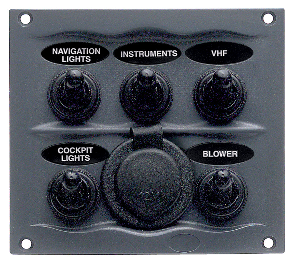 BEP Black Waterproof Panel with 5 Switches • 900-5WPS