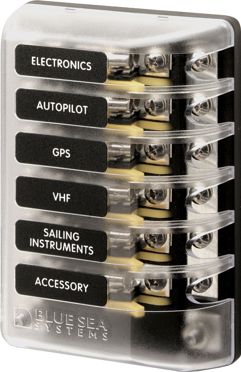 Blue Sea ST Glass Fuse Block w/ Negative Bus • 5015-BSS