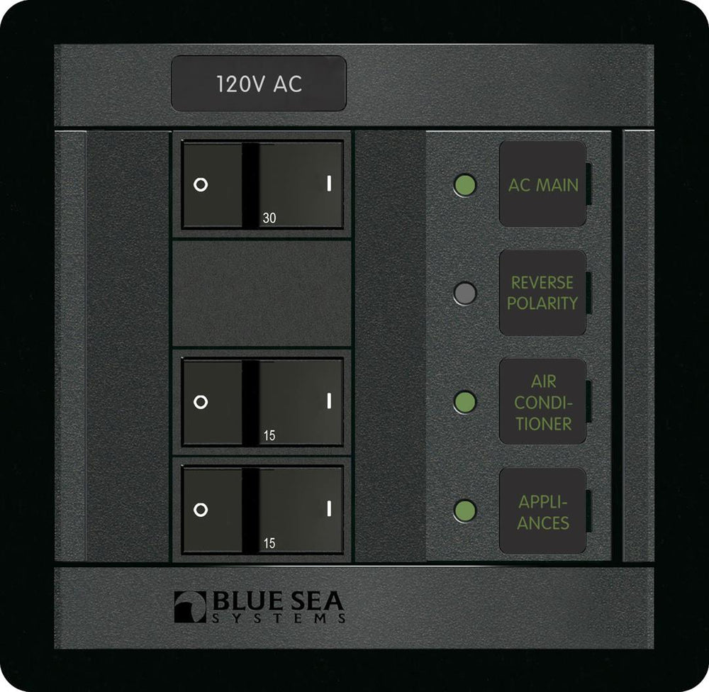 Blue Sea 360 AC Main Circuit Breaker Panel System, 120VAC, Main and 2 Positions • 1214-BSS