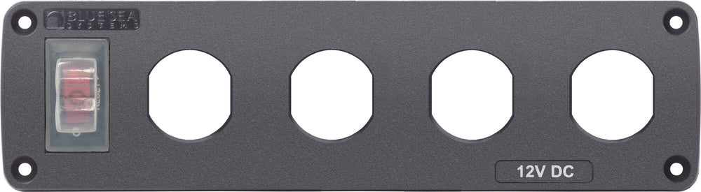 Blue Sea Water Resistant USB Accessory Panel - 15A Circuit Breaker, 4x Blank Apertures • 4369-BSS