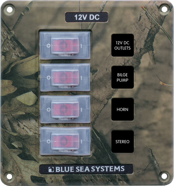 Blue Sea Circuit Breaker Switch Panel 4 Position - Camo • 4323-BSS