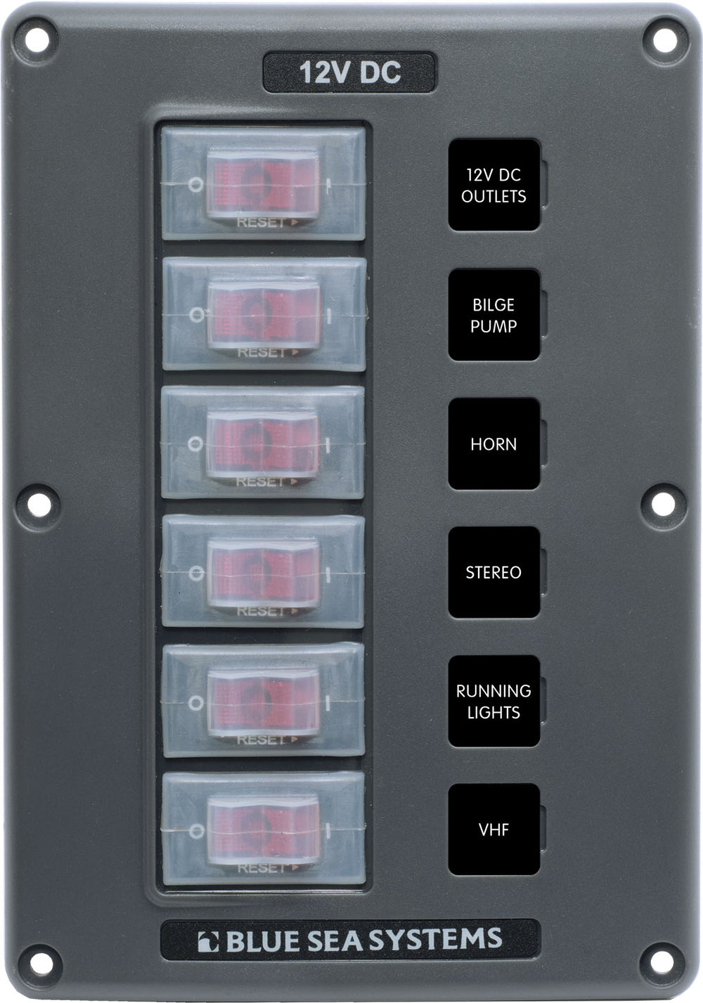 Blue Sea Circuit Breaker Switch Panel 6 Position - Gray • 4322-BSS