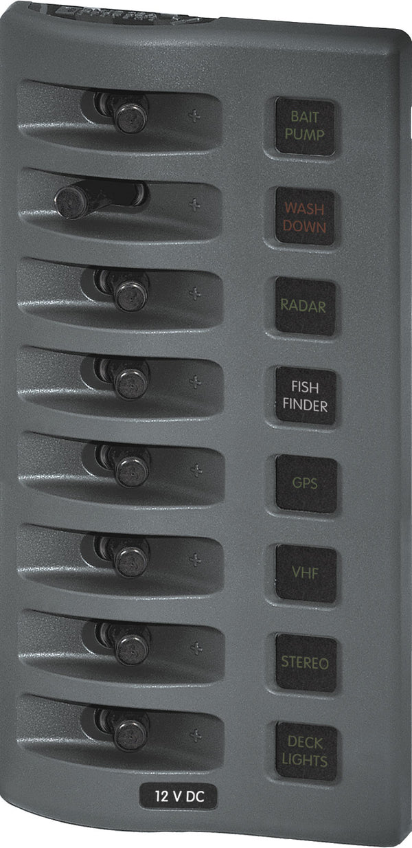Blue Sea WeatherDeck 12V DC Waterproof Fuse Panel - Gray 8 Positions • 4308-BSS