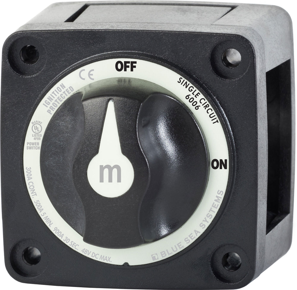 Blue Sea m-Series Mini On-Off Battery Switch with Knob - Black • 6006200-BSS