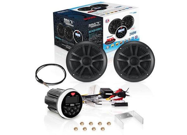 BOSS Audio Systems Weatherproof Marine Gauge Receiver and 6.5" Speaker Package • MCKGB350B.6