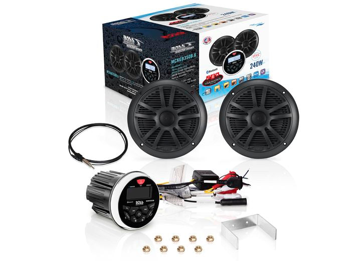 BOSS Audio Systems Weatherproof Marine Gauge Receiver and 6.5" Speaker Package • MCKGB350B.6