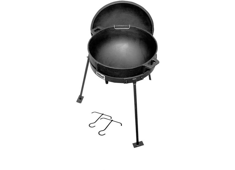 Bayou Classic 10 Gallon Cast Iron Jambalaya Kettle with Lid and Stand • CI7010