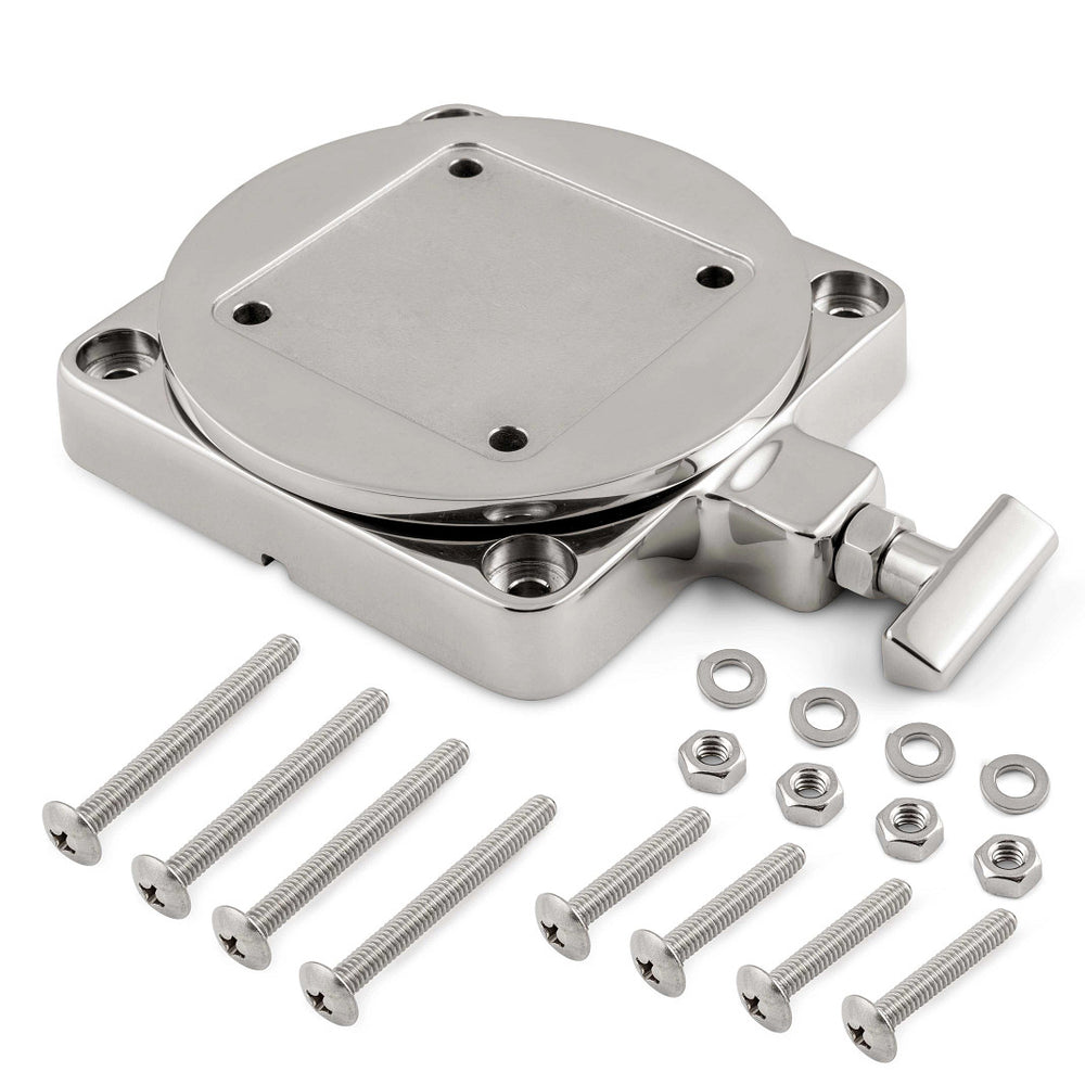 Cannon 22.5° Mirror Cast 316 Stainless Steel Swivel Downrigger Low-Profile Mount Base • 1903002