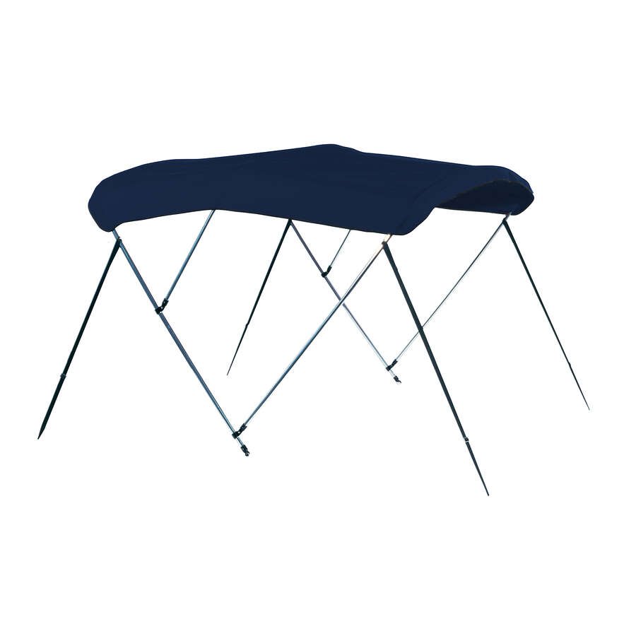 Carver 6' L x 73"-78" W x 54" H Captain Navy Sunbrella Acrylic Round Tube 3-Bow Bimini Top Kit • A5475UB-05