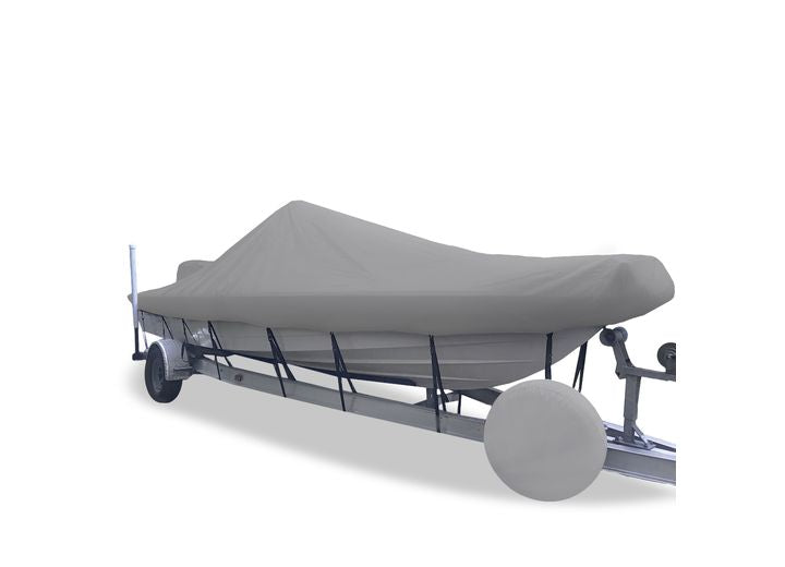 Carver Mist Gray Sun-Dura Boat Cover for 22'6" L x 102" W V-Hull Fishing Boats with Center Console & Shallow Draft Hull • 71222S-11