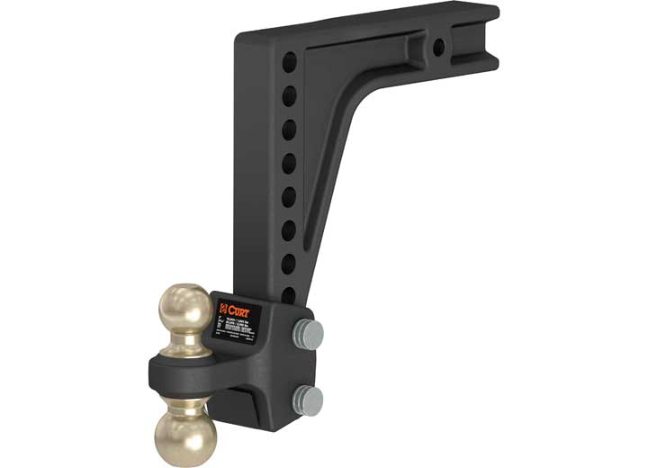 Curt Hd Deep-drop Adjustable Hitch Ball Mount With Dual Ball, 2 1/2in Shank, 20k • 45939