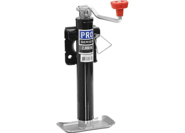 Pro Series Round Trailer Jack, Side Mount, 2,000 lbs. Lift Capacity, Topwind, Weld-On, 10 Inch Travel • 1401140303
