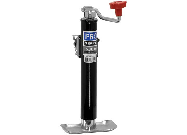 Pro Series Round Trailer Jack, Side Mount, 5,000 lbs. Lift Capacity, Topwind, Weld-On, 10 Inch Travel • 1401460303