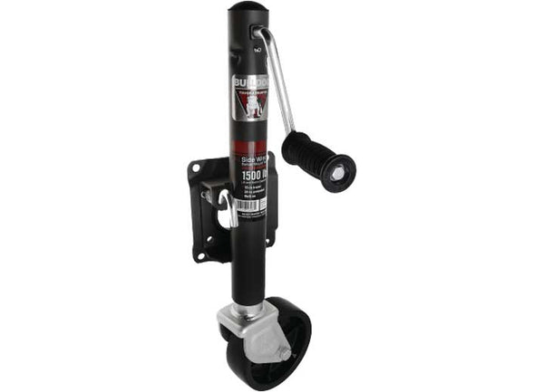 Bulldog Round Trailer Jack Side Mount, 1,500 LB Lift Capacity, Sidewind, Bolt-On, 10" Travel • 151444