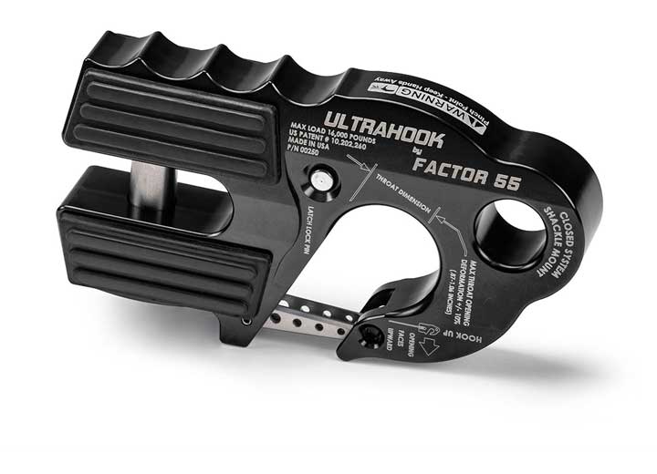Factor 55 Ultra Hook Winch Hook with Shackle Mount, Black • 00250-04