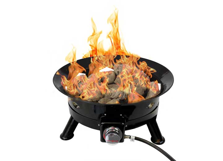 Flame King Outdoor Portable Propane Gas 24″ Fire Pit Bowl with Self Igniter, Cover, and Carry Straps • FKG6502D