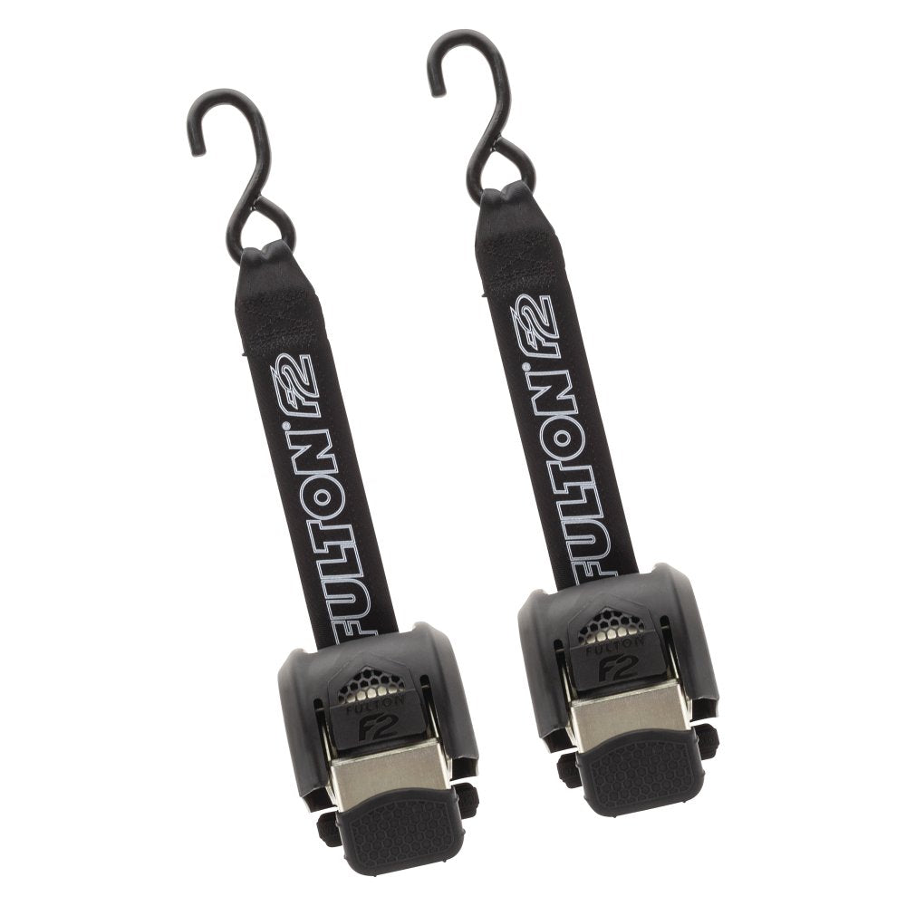 Fulton F2 Series 43" x 2" Zinc Plated Steel Ratchet Transom Tie-Down Straps with Hook Ends, Pair • 2062000