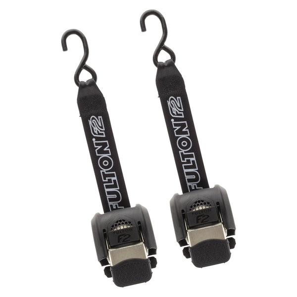 Fulton F2 Series 43" x 2" Zinc Plated Steel Ratchet Transom Tie-Down Straps with Hook Ends, Pair • 2062000