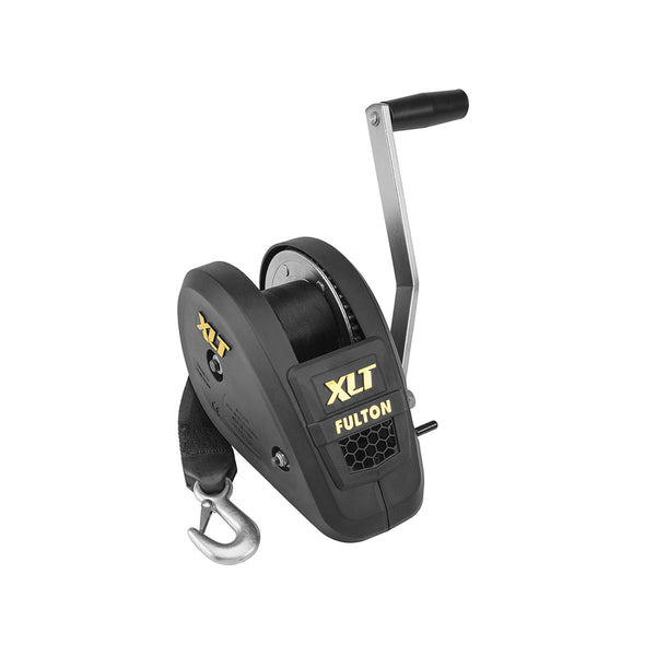 Fulton XLT Marine Trailer Winch, Single-Speed, 1,800 lbs. Capacity, 20 ft. Strap, 8 in. Handle • 142314