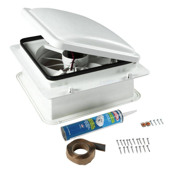 Furrion RV Roof Vent Fan with Lid Install Kit - 14" White • FVF14D90R6A-PW-AM