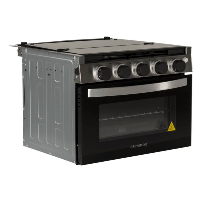 Greystone Gas RV Range - 12V, 17" Black with Stainless Steel • CF-RV17B