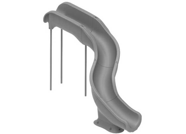 Global Pool Products RT15 Pool Slide, Grey - Right Turn • GPPSRT15-GREY-R