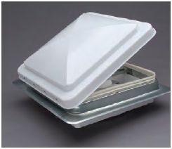 Heng's 14" x 14" Powder Coated Metal Base Roof Vent with White Manual Lid • 71311A-C1G1