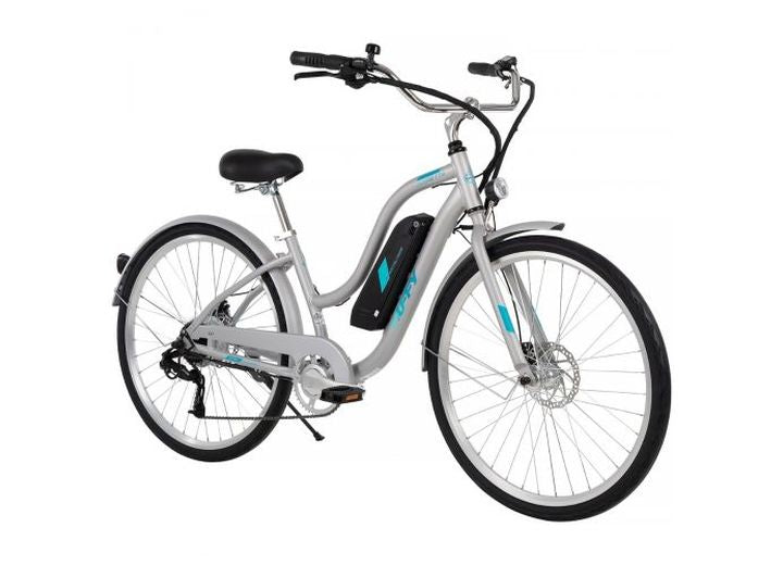 Huffy Everett + Women’s 27.5” Pedal-Assist Electric Comfort Bike – 36V, 350W, Silver • E4870