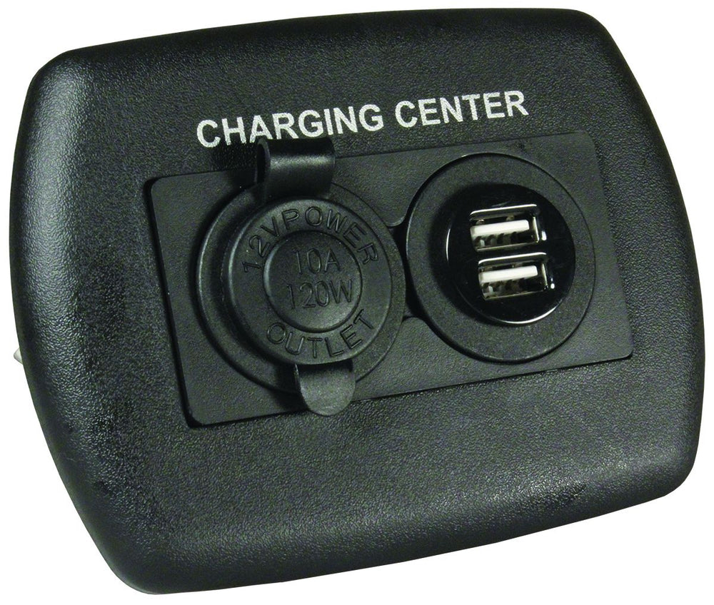 JR Products 12V USB Charging Center, Black • 15095