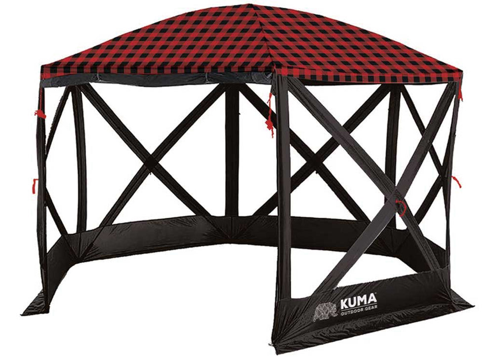 Kuma Outdoor Gear Super Bear Den Deluxe Gazebo, Red Plaid • 507-KM-SBDDG-RB