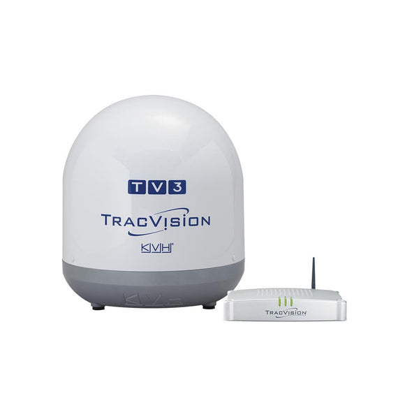 KVH TracVision TV3 15.5" Dia. White TV Circular Antenna System with 50' RG6 Cable for North America • 01-0368-07