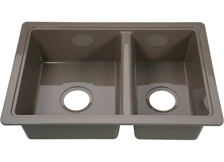 Lippert ABS Plastic Drop-In Rectangular Double Bowl Kitchen Sink - 25"L x 17"W • 808488