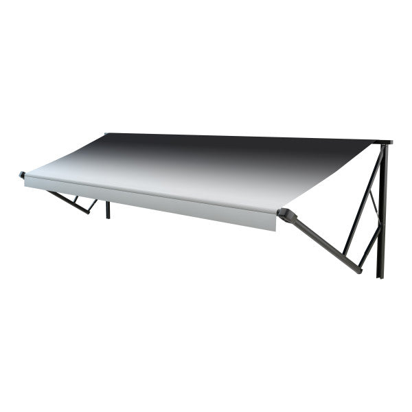 Lippert Power & Hybrid 10'W x 8'Ext. Black Fade Vinyl Hybrid RV Patio Awning Roller Assembly & Black End Caps • V000211446