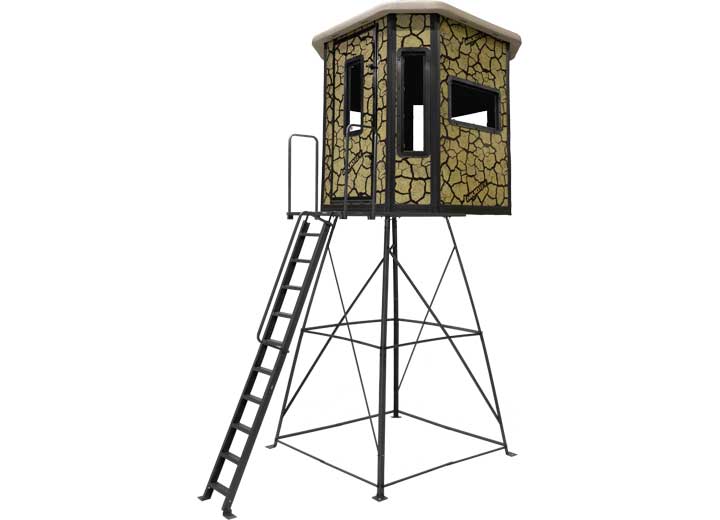 Muddy Bull XL Steel Box Blind w/ 10' Tower, Cracked Mud Camo • MUD-BBBST5000-10C