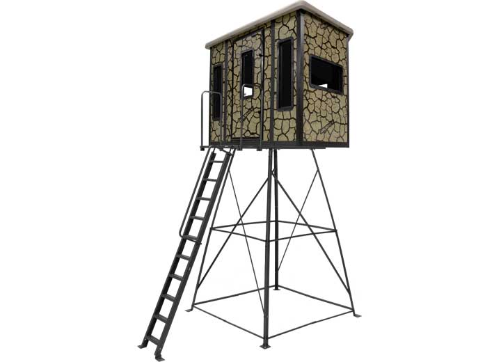 Muddy Penthouse Steel Box Blind w/ 10' Elite Tower, Cracked Mud Camo • MUD-BBBST7000-10C