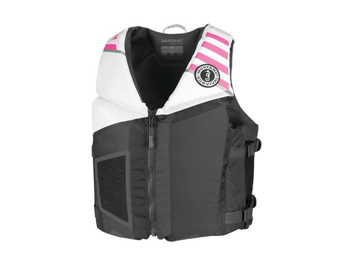 Mustang Survival Young Adult REV Foam Vest, Gray/White/Pink • MV3600-272