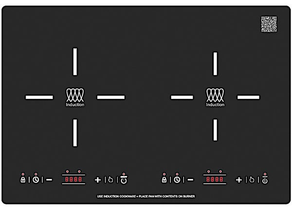 Pinnacle 20†Built-In Two Burner Stove Induction Cooktop, Black • BIC 202