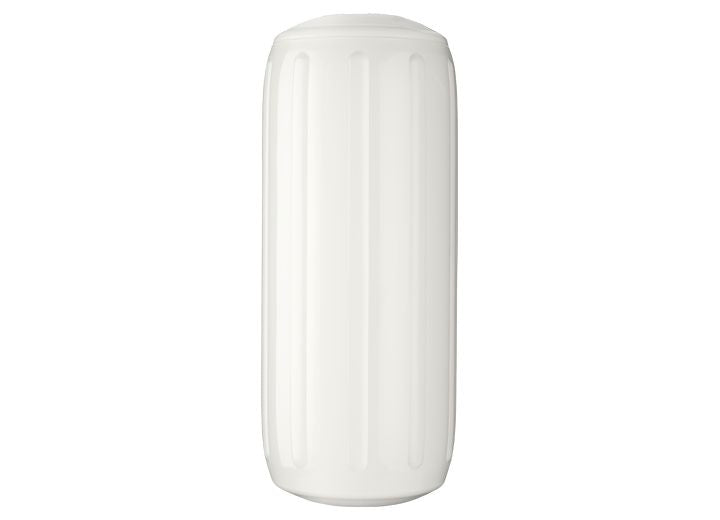 Polyform 8.5" D x 20.5" L White Line Through Center Cylindrical Inflatable Fender with Air Adaptor • HTM-2 WHITE