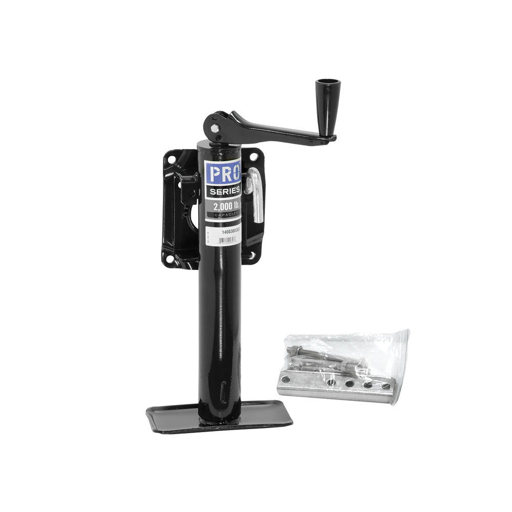 Pro Series Utility Trailer Jack, Side Mount, 2,000 lbs. Lift Capacity, Top Wind, Bolt-On, 10 Inch Travel • 1400300303