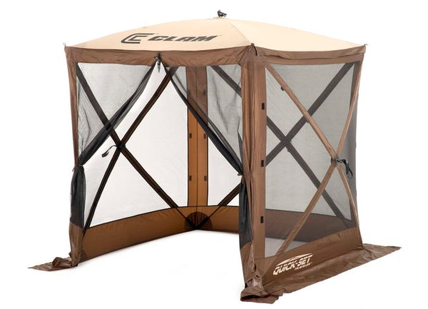 Quick-Set Traveler 4-Sided Screen Shelter - Brown with Tan Roof & Black Mesh • 9881