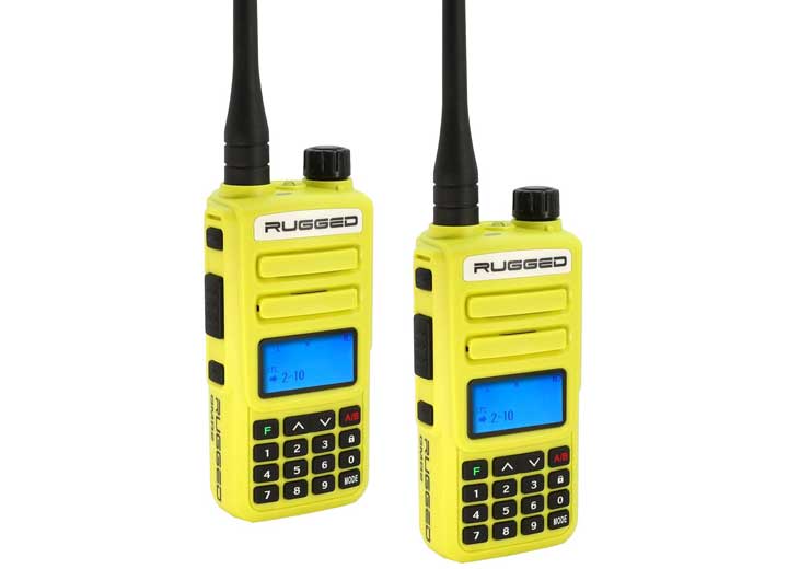 Rugged Radios 2 PACK - Rugged GMR2 PLUS - GMRS / FRS Two Way Handheld Radios, Safety Yellow • GMR2-PLUS-2-PACK-HV